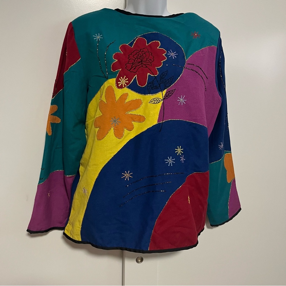 Patchwork Indigo Moon Jacket India Size Medium Co… - image 8